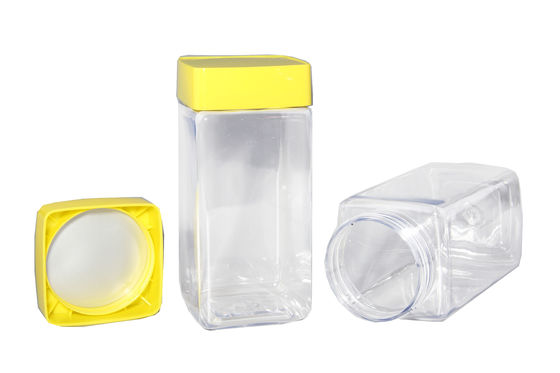 Food Grade Clear PET Transparent Plastic Jars With Colorful Screw Lids