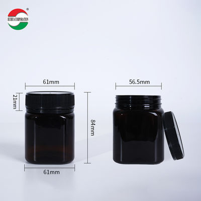 Customized Colorful Screw Cap Black PET Plastic Jar with Gasket for Nutrition Vitamins Soft Candy Dried Fruit