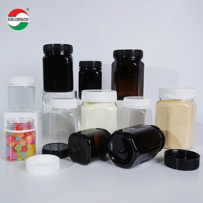 Customized Colorful Screw Cap Black PET Plastic Jar with Gasket for Nutrition Vitamins Soft Candy Dried Fruit