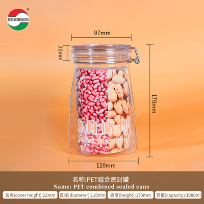 Low MOQ Good Airtight 1000ml 1500ml 1800ml PET Jar Plastic Can for Storage