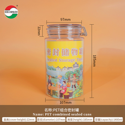 Low MOQ Good Airtight 1000ml 1500ml 1800ml PET Jar Plastic Can for Storage