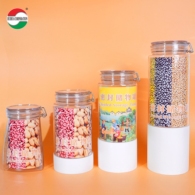 Low MOQ Good Airtight 1000ml 1500ml 1800ml PET Jar Plastic Can for Storage