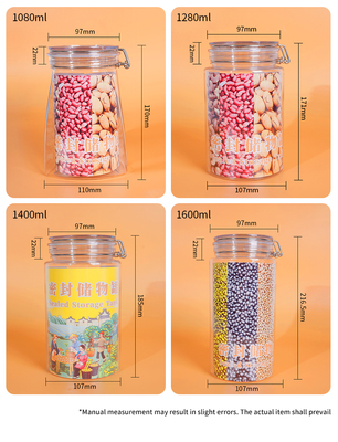 Low MOQ Good Airtight 1000ml 1500ml 1800ml PET Jar Plastic Can for Storage