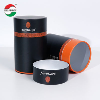 Custom Size Matte Kraft Paper Black Round Cylinder Coffee Tube Packaging With Aluminum Foil