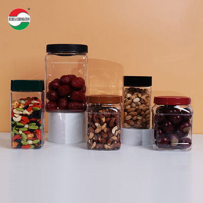 Clear Square Plastic Jar With Lids