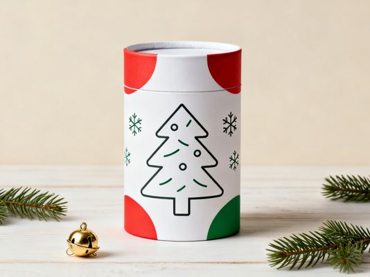 Custom Printed Kraft Paper Cylinder Tube Christmas Eco-Friendly Packaging for Tea Coffee Cookies Cereal Candy Gifts Cards