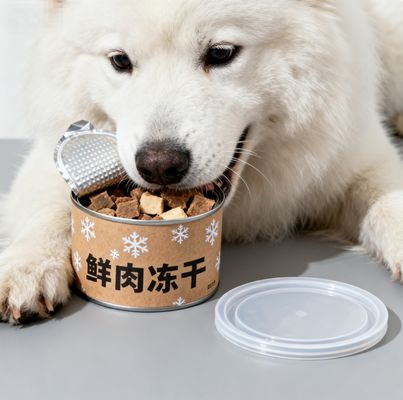OEM FDA Cardboard Airtight Paper Composite Cans Packaging with Easy Open Lids For Pet Food Puppy Dog Food