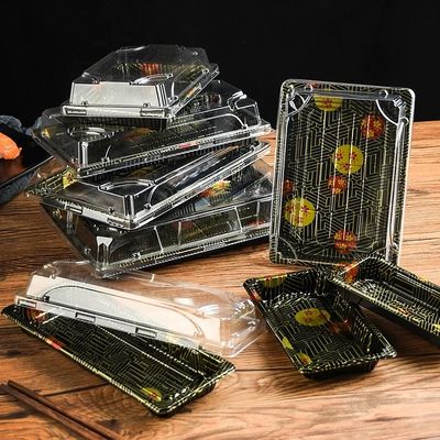 Take Out Food Container Sushi Trays with Lids Personalized Sushi Box Disposable Plastic Sushi Takeaway Packaging Box