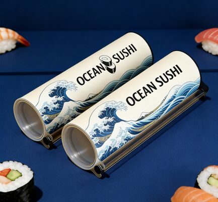 Food Grade Eco-Friendly Paper Tube Packaging for Sushi with Customized Logo and Soy Sauce Pipe