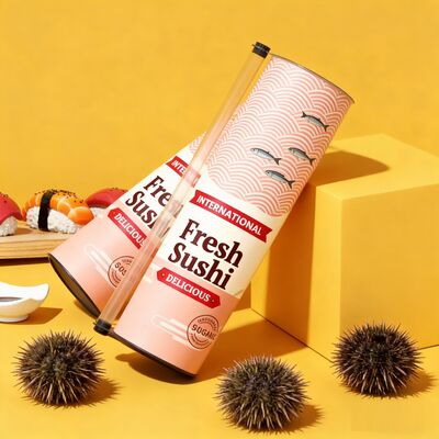 Custom Eco-Friendly Food Grade Paper Composite Cans with Push-Up Sushi Tube Packaging
