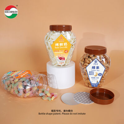 Factory 650ml Wide Mouth Plastic Jars Food Grade PET Bottle Clear Seal For Candy Cookie Food Cans With Lids
