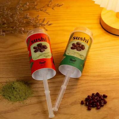 Food Grade Eco Friendly PP Plastic to Go Sushi Paper Roll Push up pop Tube Packaging Shooter Cup Cylinder Container with Lid