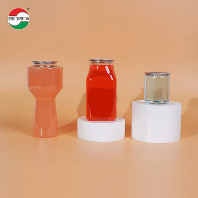 Food Grade Clear 500ml PET Beverage Cans Empty Transparent Juice Can With Peel Off Lid
