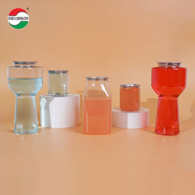 Food Grade Clear 500ml PET Beverage Cans Empty Transparent Juice Can With Peel Off Lid
