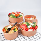 Kraft Paper Food Takeaway Box Fruit Salad Packaging Containers With Plastic Cover