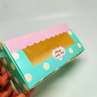 CMYK Recycled Paper Gift Boxes Food Grade Handle Custom Cardboard Take Away Cake Box