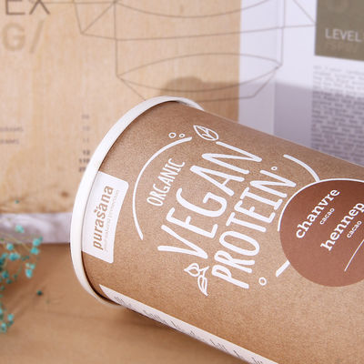 Eco Friendly Custom Paper Tube With Seal Easy Tear Lid/Plastic Lid Packaging Health Food Supplements Kraft Paper Tubes