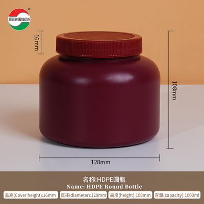 Clear Plastic Cylinder 1000ml HDPE Bottle for Weed Packaging PET Can with Good Sealing and Food Grade Material HDPE1000