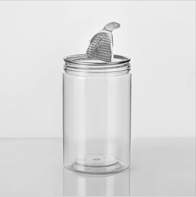 500ml 600ml 750ml 1000ml 75*120 85*115 85*120 85*130 Transparent Clear PET Can Plastic Jar Top Screw Cap with Aluminum Easy Open Lids for Nuts  Pistachio