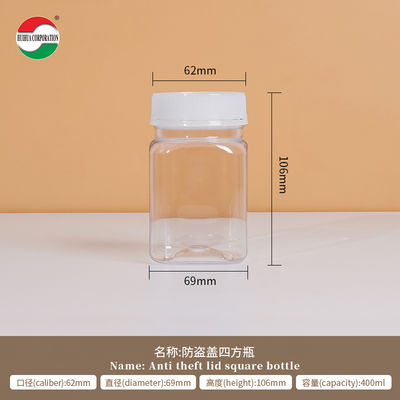 Clear Square Plastic Jar With Lids