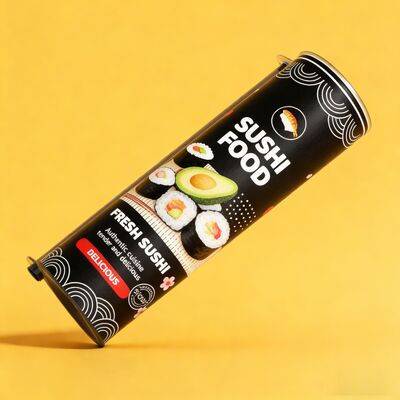 Eco-Friendly Push Pop Up Food Grade Paper Canister Packaging 60x220mm with Chopsticks