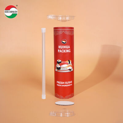Custom Printed Food Grade Suka Sushi Push Pop Paper Tube Cylinder Paper Canister Sushi Paper Box Packaging