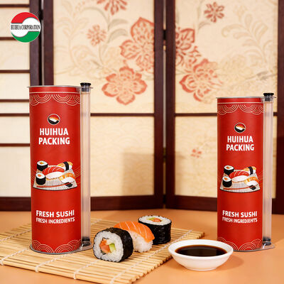 Τροφίμων Φιλική προς το περιβάλλον συσκευασία χάρτινων σωλήνων για σούσι με προσαρμοσμένο λογότυπο και σωλήνα σάλτσου σόγιας