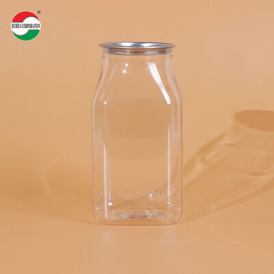 Food Grade Clear 500ml PET Beverage Cans Empty Transparent Juice Can With Peel Off Lid