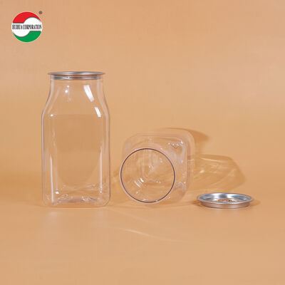 Food Grade Clear 500ml PET Beverage Cans Empty Transparent Juice Can With Peel Off Lid